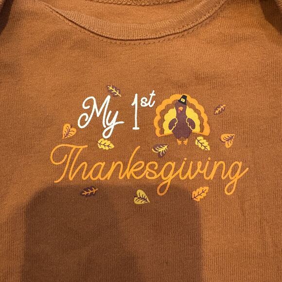 Bundles Baby Place My 1st Thanksgiving Bodysuit 3-6M Brown 100% Organic Cotton - Picture 2 of 10